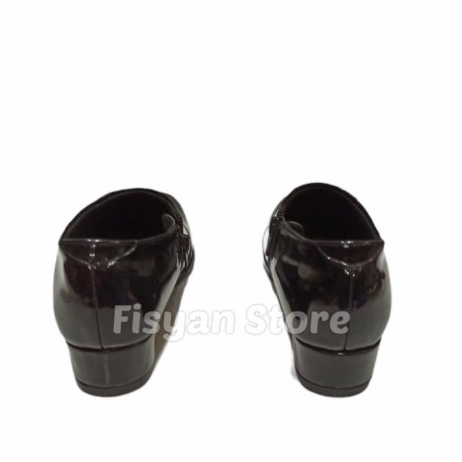 Sepatu PDH Wanita Sleting Hitam Mengkilap AR