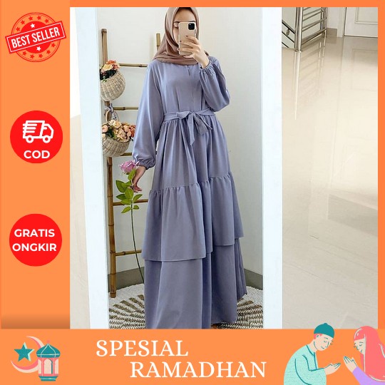 Gamis Terbaru Baju Wanita Rauna Baju Dress Pakaian Muslim Wanita By Raunapride 07 Merah - Hijau Terb