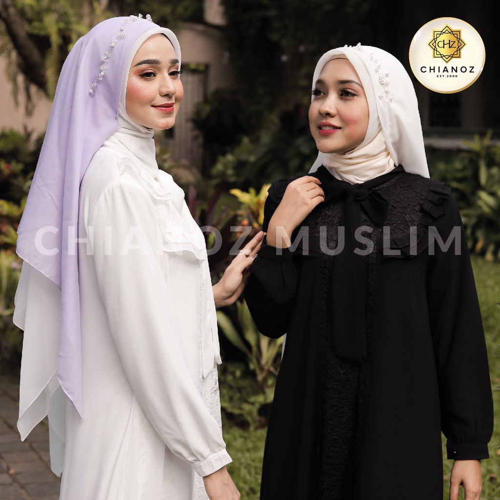 CHIANOZ Gamis Hitam Mewah Nadia Dress Brukat Renda Baju Lebaran Umroh Haji Manasik Pesta Akad 335 337