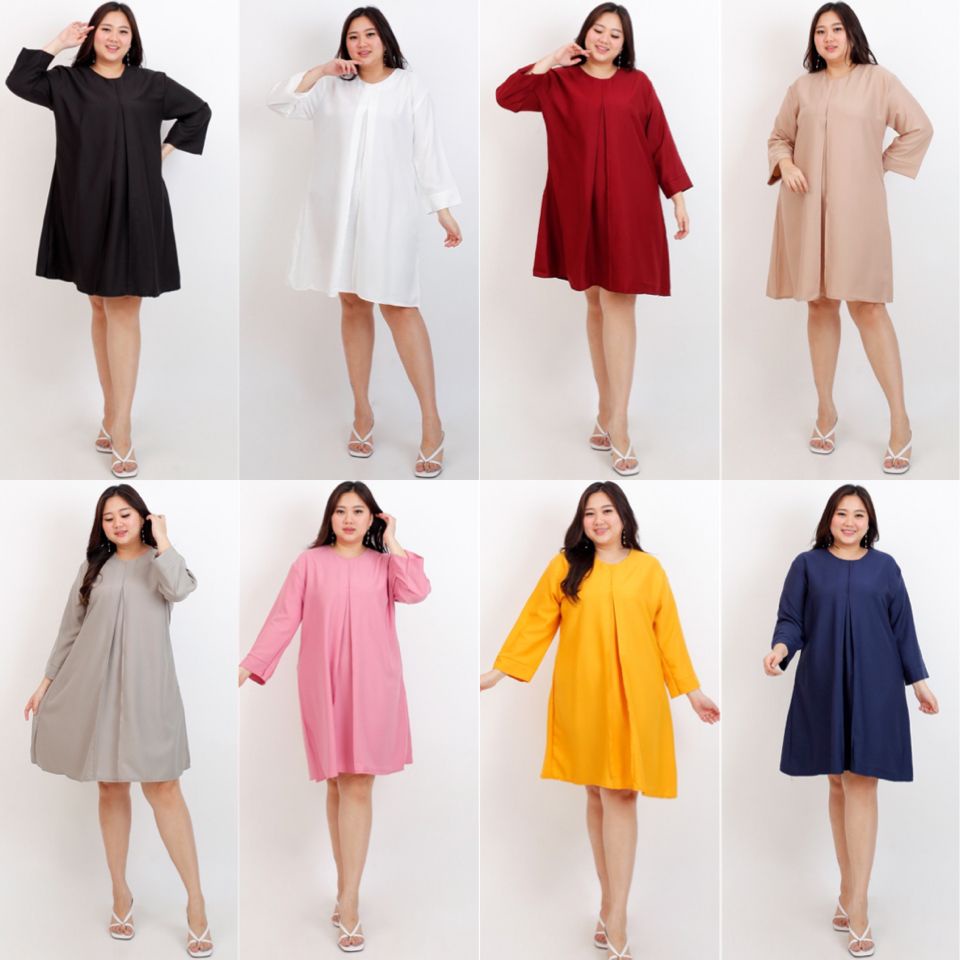 DRESS WANITA JUMBO BIG SIZE POLOS LD 120cm XXL XXXL 045 BAJU HAMIL MENYUSUI FASHION KOREA DRESS PEST