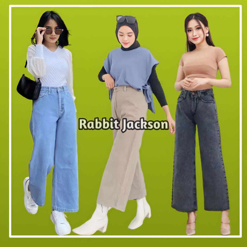 CELANA PANJANG MOZZA KULOT CULLOTE WANITA CEWEK JINS JEANS HIGHWAIST HIGH WAIST LOOSE JUMBO PINGGANG KARET KEKINIAN PREMIUM MURAH WARNA HITAM PUTIH KHAKI MOCCA SNOW BLACK LIGHT DARK BLUE LATTE MEDIUM RABBIT JACKSON