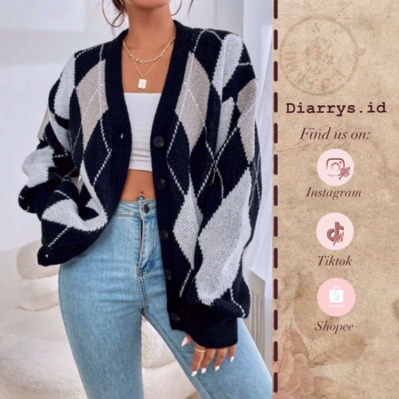 IU Argyle Pattern Cardigan , Mamba Squad , Import Cardigan