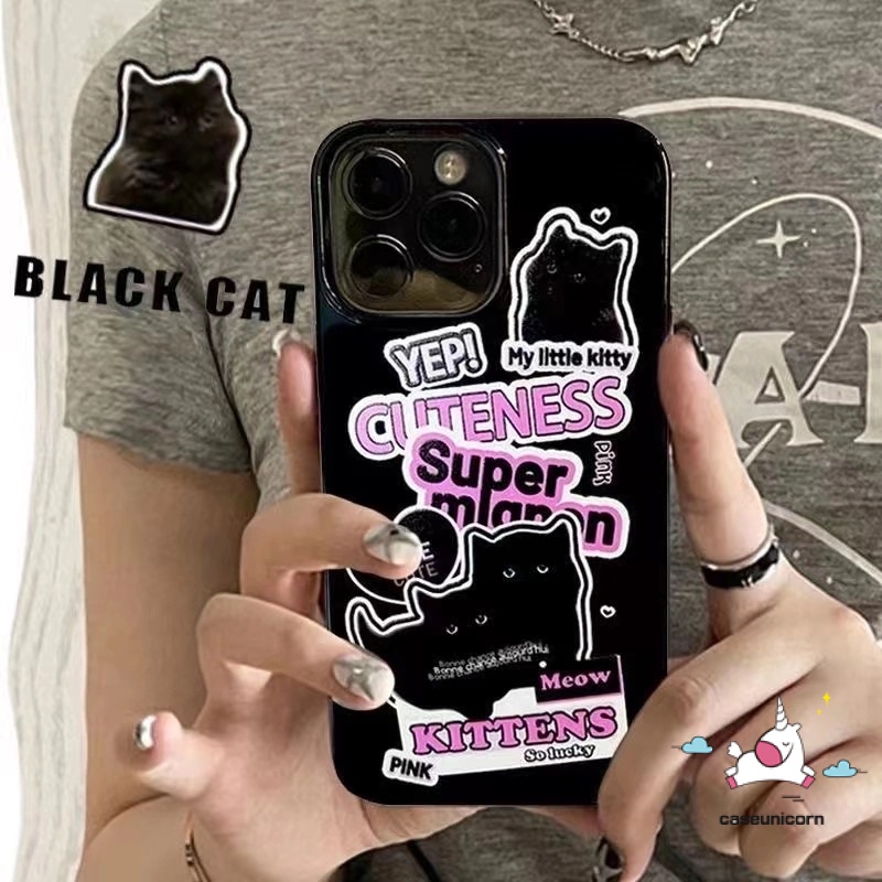 IPHONE Casing Ponsel Couple Kompatibel Untuk Iphone 7 8 Plus 11 14 13 12 Pro Max XR X XS Max Se 2020 Lembut Tpu Silicon Ins Trendy Sticker Label Glossy Halus Phone Cover