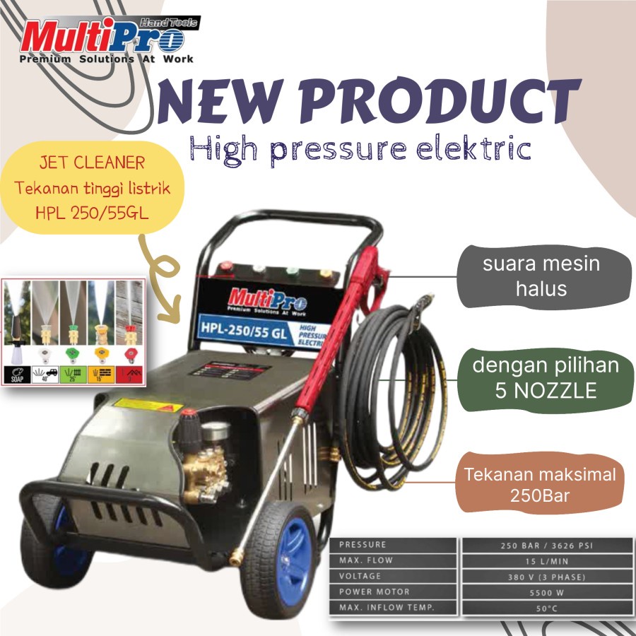 High Preassure Electric Jet Cleaner Multipro HPL-250/55 GL