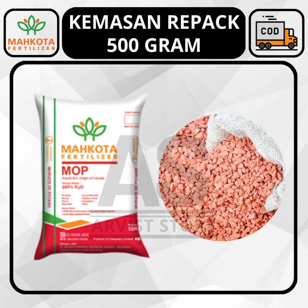 Pupuk KCL MAHKOTA MOP Origin Canada Kemasan Repack 500 Gram Original