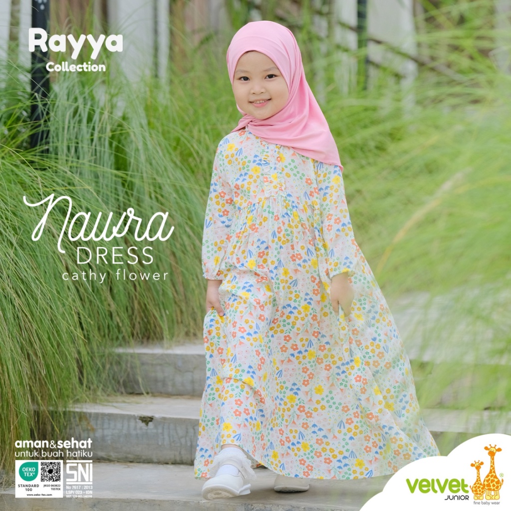 [TOMS] VELVET JUNIOR (1pcs) Nawra Dress /  Gamis Rayya Collection Terbaru Raya Baju Lebaran Anak EID