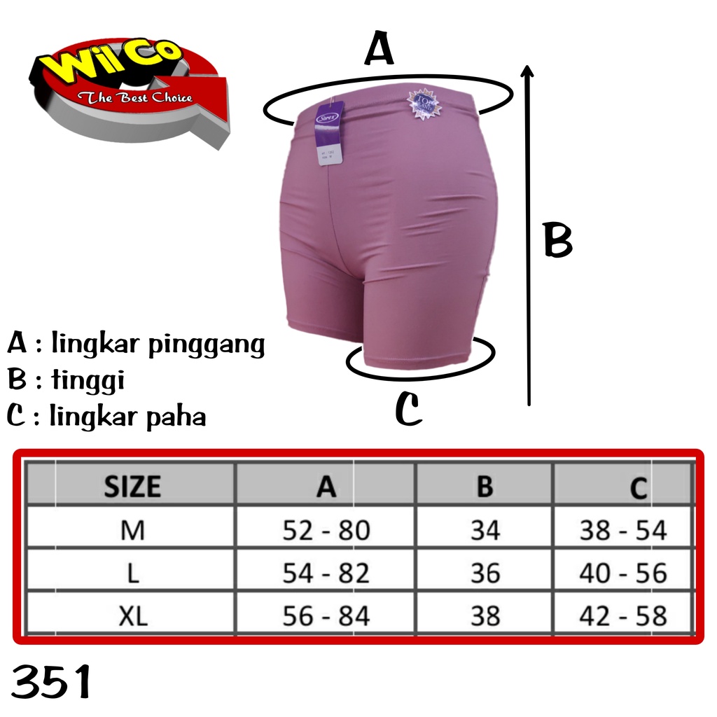 K351 - (Harga Per 1 Potong) SHORTPANTS CELANA DALAM STRETCH PENDEK WANITA SOREX BB 35 - 55