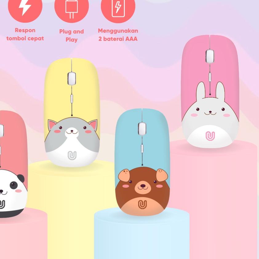 ➭ Unitech Wireless Mouse Lucu M2 Untuk Laptop PC Gadget ♠