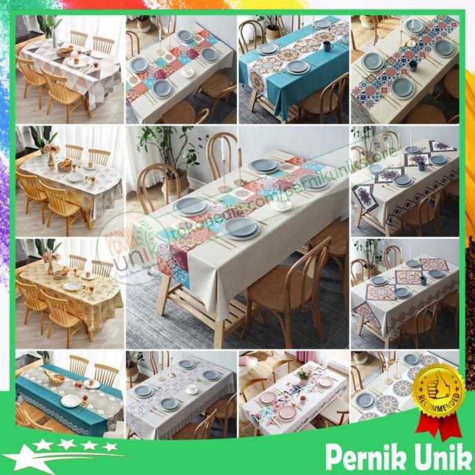 Taplak Meja Makan Jumbo Besar Motif Minimalis Modern Premium Anti Air