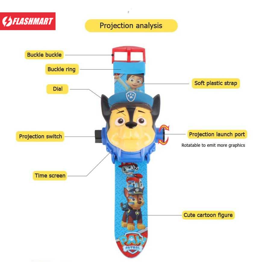 Flashmart Jam Tangan LED Anak Paw patrol Projection Dog Everest - PP3189