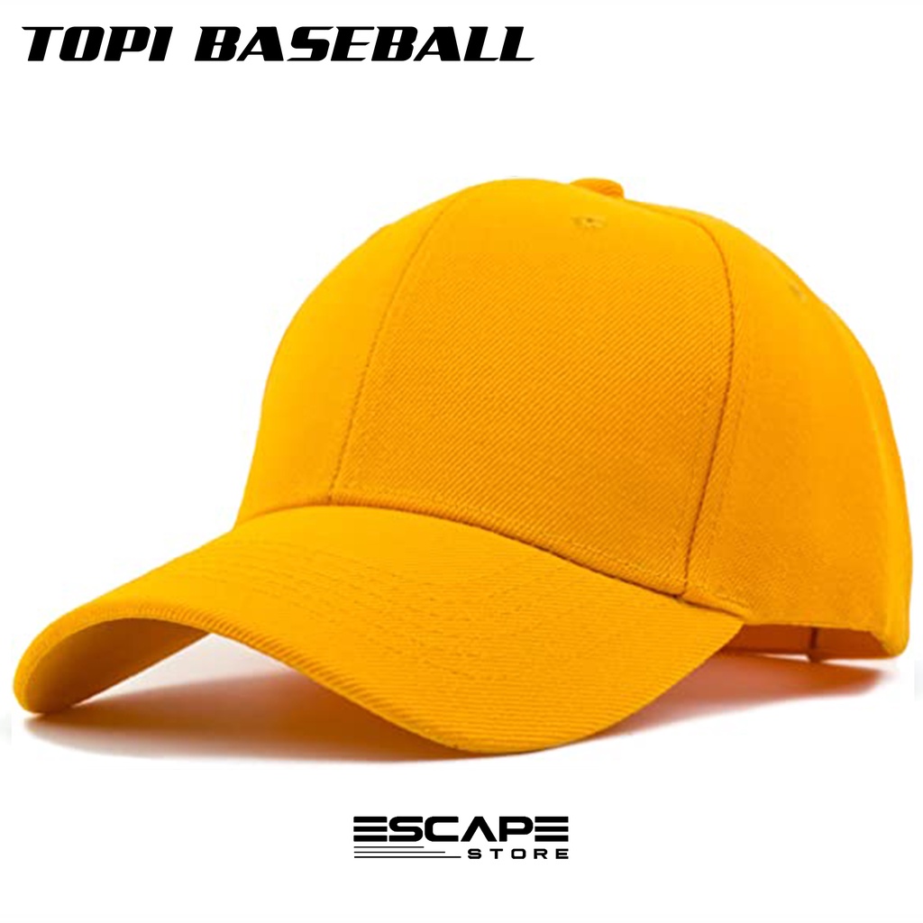 Topi Baseball Caps Kuning Pria Wanita Ukuran Dewasa Ring Belakang Besi