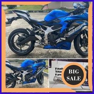 Knalpot SC Project Titanium Sandblast Leher Blue Underbelly Full System Kawasaki ZX25R ZX 25R ZX-25R