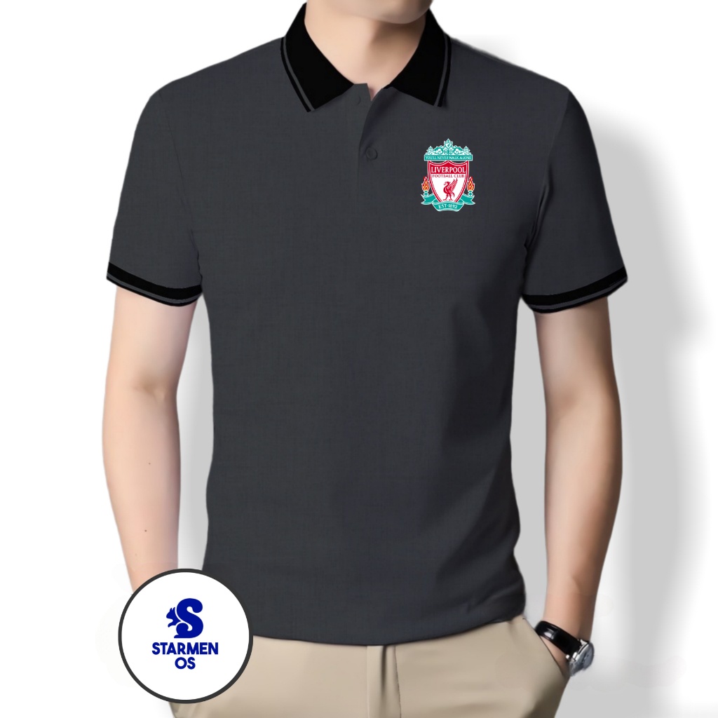 Kaos Wangki Polo Atasan Tshirt Pria Kerah Wangki Big List LOGO LIVERPOOL