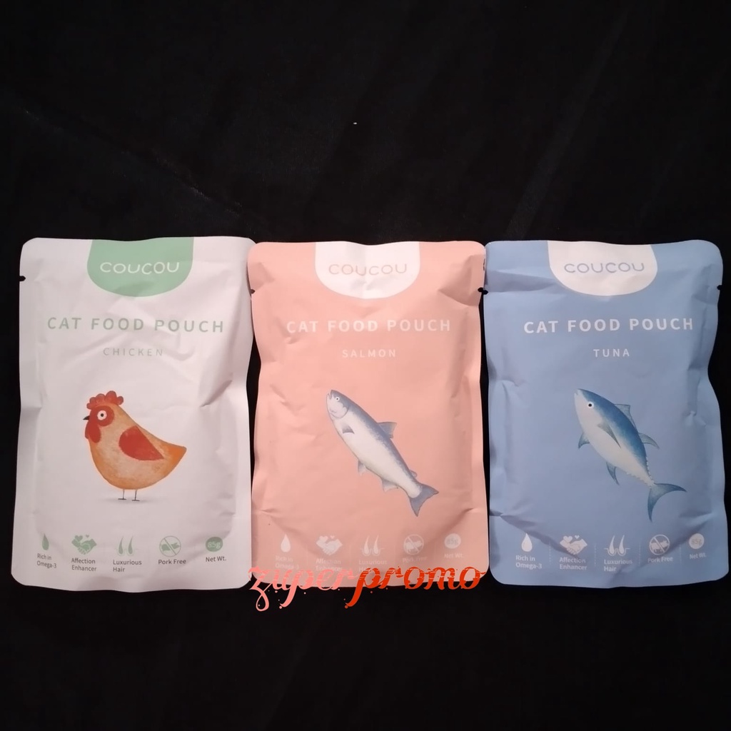 COUCOU Cat Food Pouch 85gr / Makanan Basah Kucing