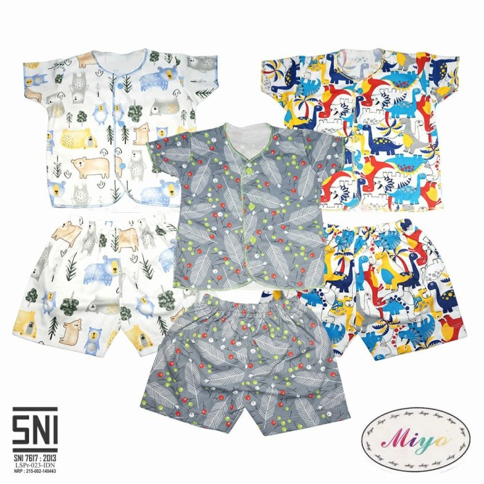 Miyo Setelan Baju Bayi Lengan Pendek Baju Bayi Lengan Panjang