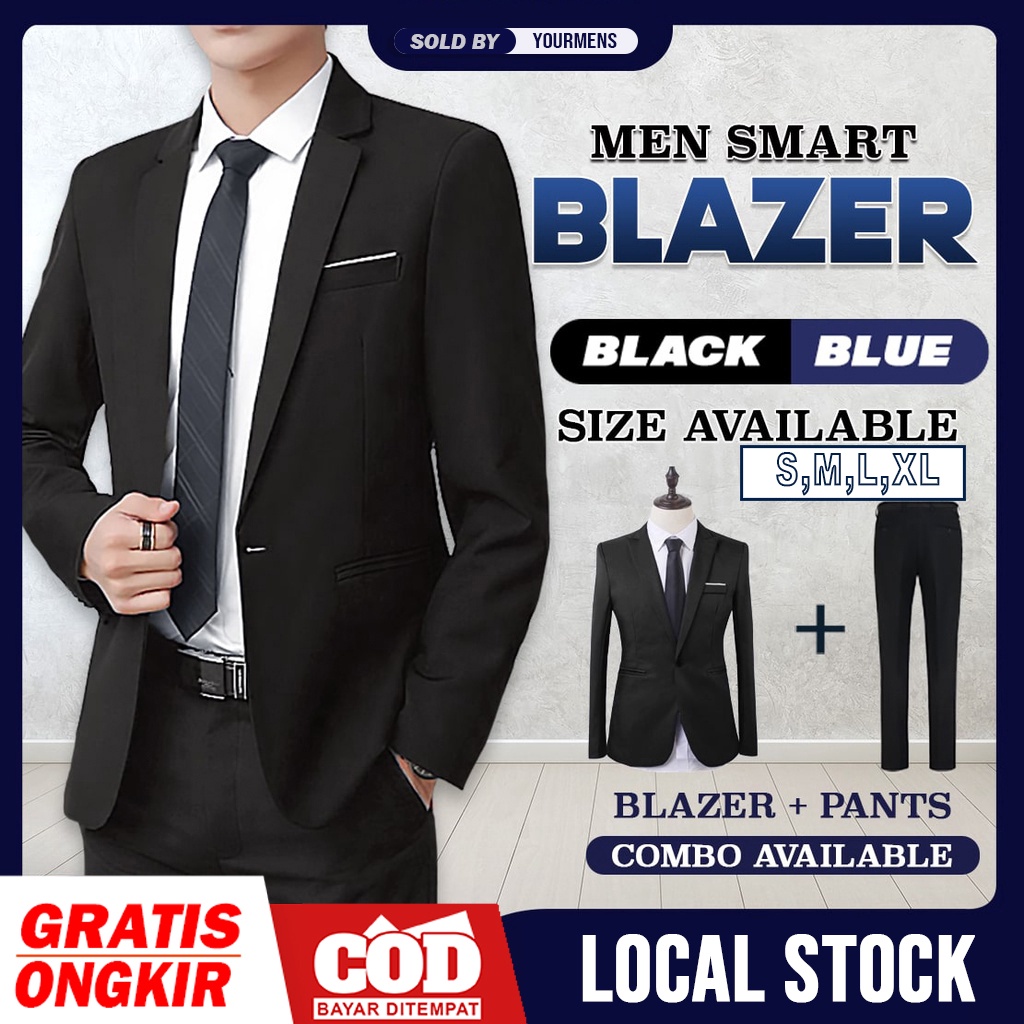 SETELAN JAS HITAM FORMAL SLIMFIT PRIA NEW BLACKLIST 4IN1 BAHAN HIGH TWIST NIKAYU + BONUS DASI PANJANG