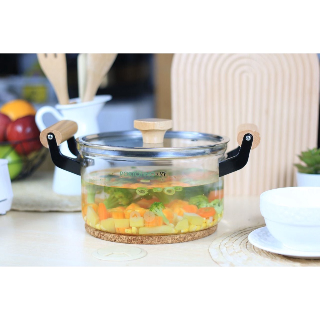Borosilicate Casserole 2,8 L (Panci Kaca Multifungs2 in 1 nan Cantik) by Portofino