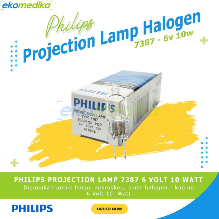 Lampu Halogen Kacang Philips 10W 6V Projection Lamp Type 7387 / Lampu Mikroskop Halogen