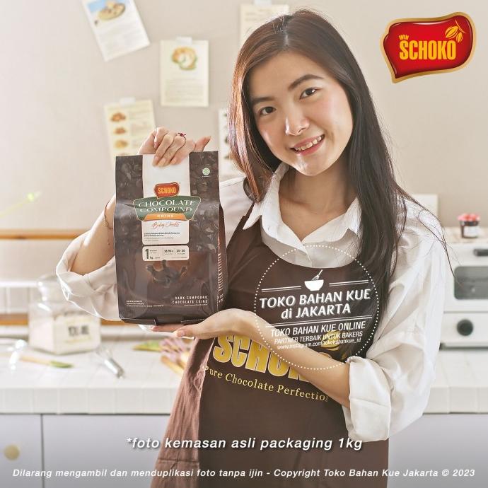 

Schoko Dark Compound Chocolate Coin 1kg Coklat Koin Baking Keping Enak