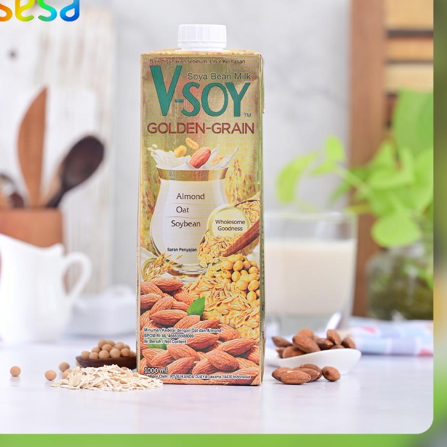 

⚡Cuci gudang⭐ V-Soy - Soya Bean Milk Golden Grain 1 Liter