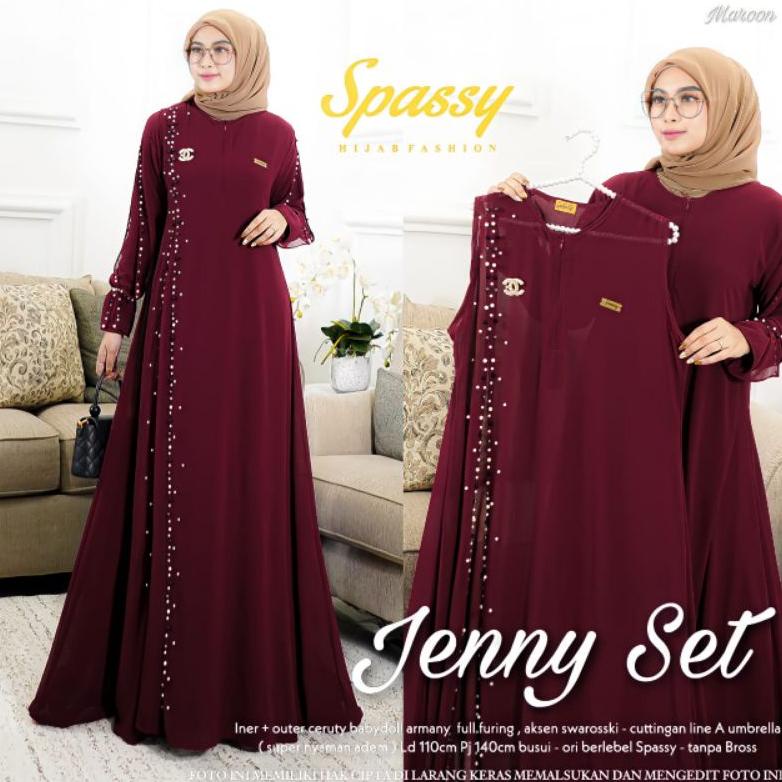 READY STOCK JENNY SET OTI BY SPASSY // GAMIS POLOS TERBARU MURAH CERUTI BABYDOLL ARMANI LD 110 Murah