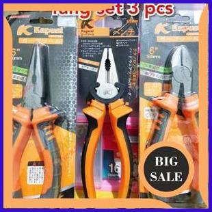 tang set 3 pcs KAPUSI JAPAN TECH tang potong tang lancip tang kombinasi 1M4R23 perkakas