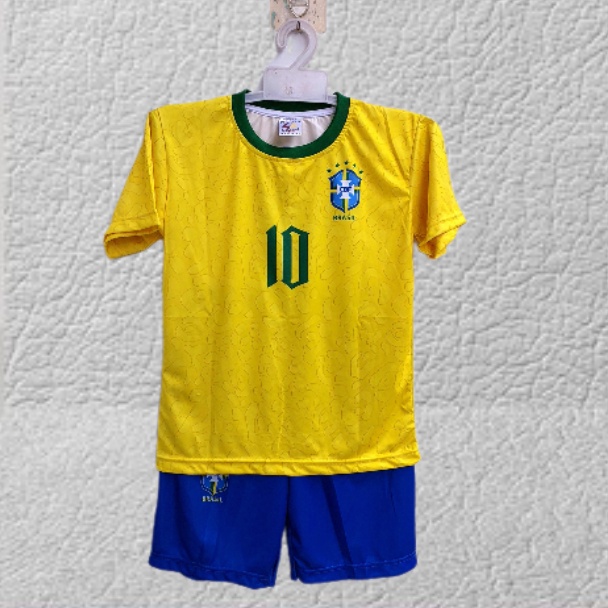 jersey bola brazil/setelan baju bola brazil printing usia 5-12thn