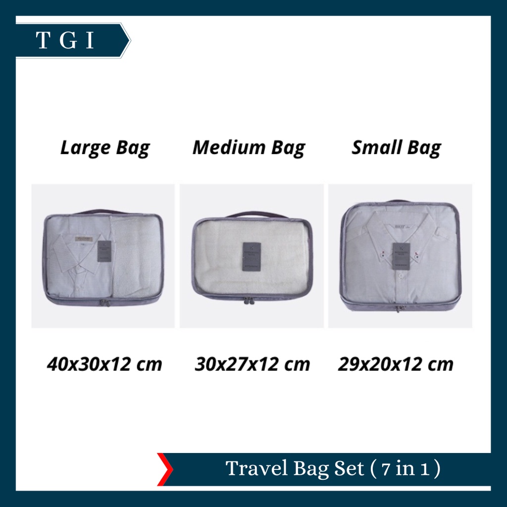 TGI - [7 IN 1] TRAVELLING BAG / TAS ORGANIZER KOPER / STORAGE LUGGAGE BAG / TAS PENYIMPANAN TRAVEL / ORGANIZER BAG SET