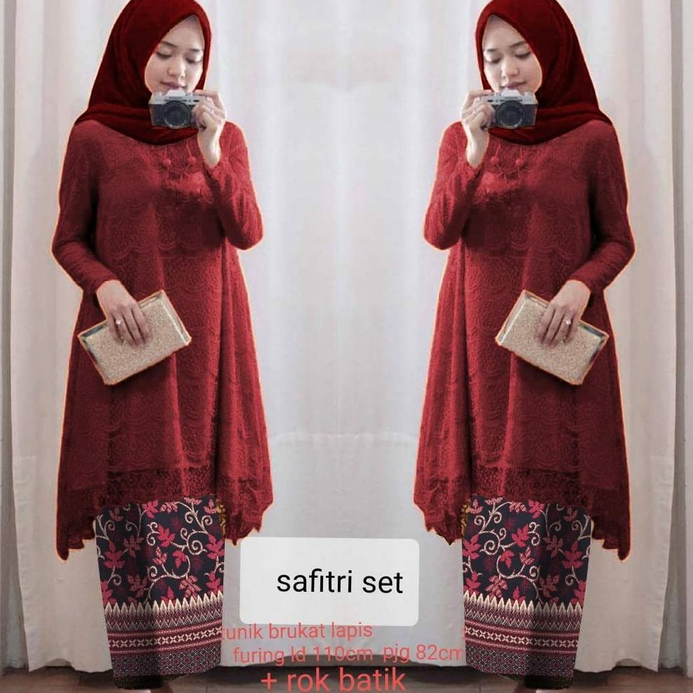 SALE D16 Safitri set Tunik brukat import lapis furing Freesize ld110cm ...,,