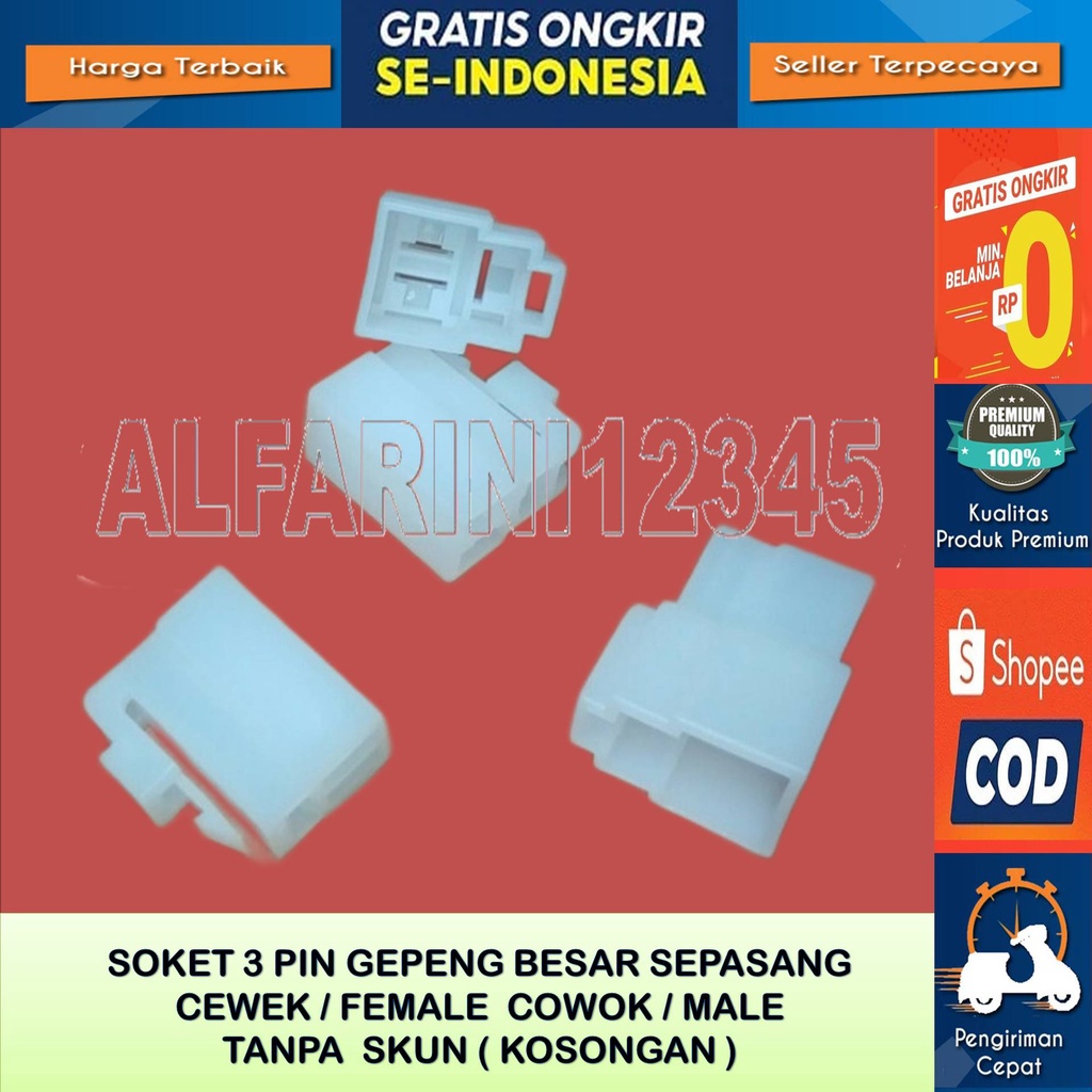 Soket motor 3 pin besar soket mobil 3 pin besar - Soket Kabel 3 Pin Besar Sepasang Cewek Cowok Male 