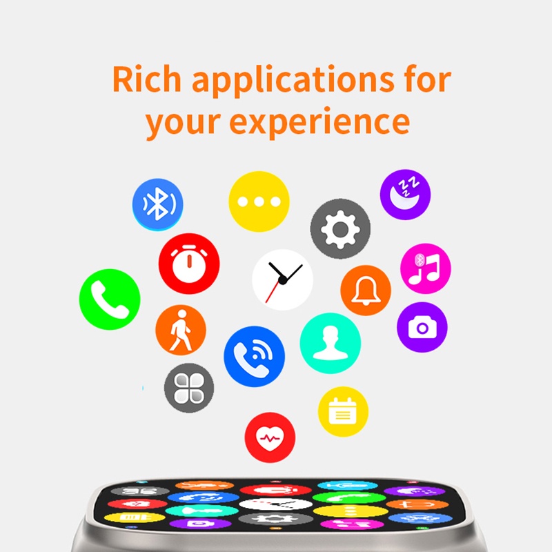 GARANSI❤️IWO S8Ultra Max Smart Watch with NFC 2.08 inches Square Screen Bluetooth Call IP67 Waterproof Long Standby Watches Heart Rate Monitor Fitness Tracker