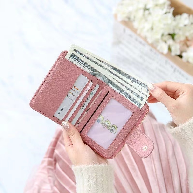 ASIN829 Dompet Kartu Ritsleting Dompet Mini Wanita D1018 Dompet Lipat Wanita Trendy Dompet Lipat Murah Impor Pola GD Asli