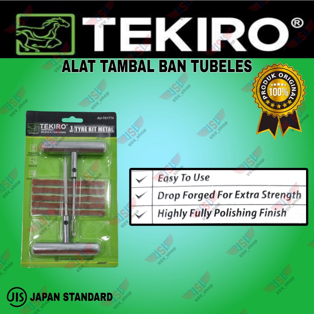 TEKIRO Alat Tambal Tubles Ban Tubeles BESI Tambal ban Tyre kit METAL Set