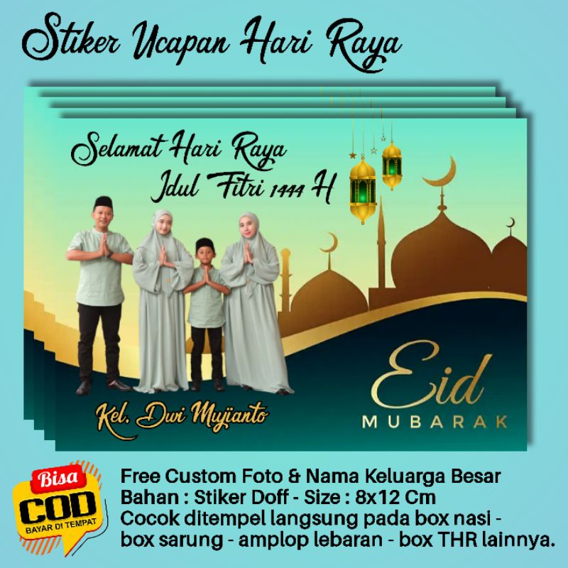 

Stiker Hari Raya Idul Fitri - Custom Nama & Foto (Praktis Tempel Langsung) - Stiker Parcel Lebaran