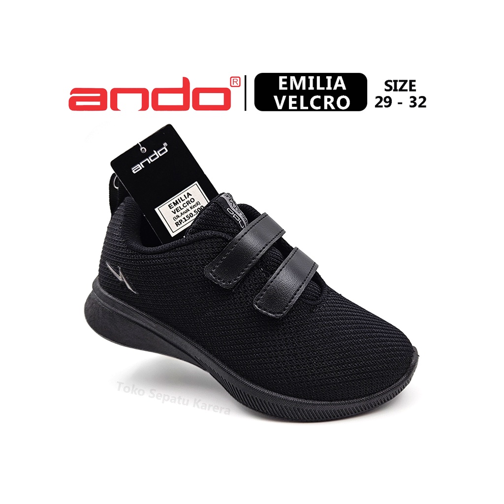 Sepatu Sekolah Anak TK SD Perempuan/Laki Laki – ANDO – EMILIA VELCRO – Size 29-32 – Sneakers – Sport