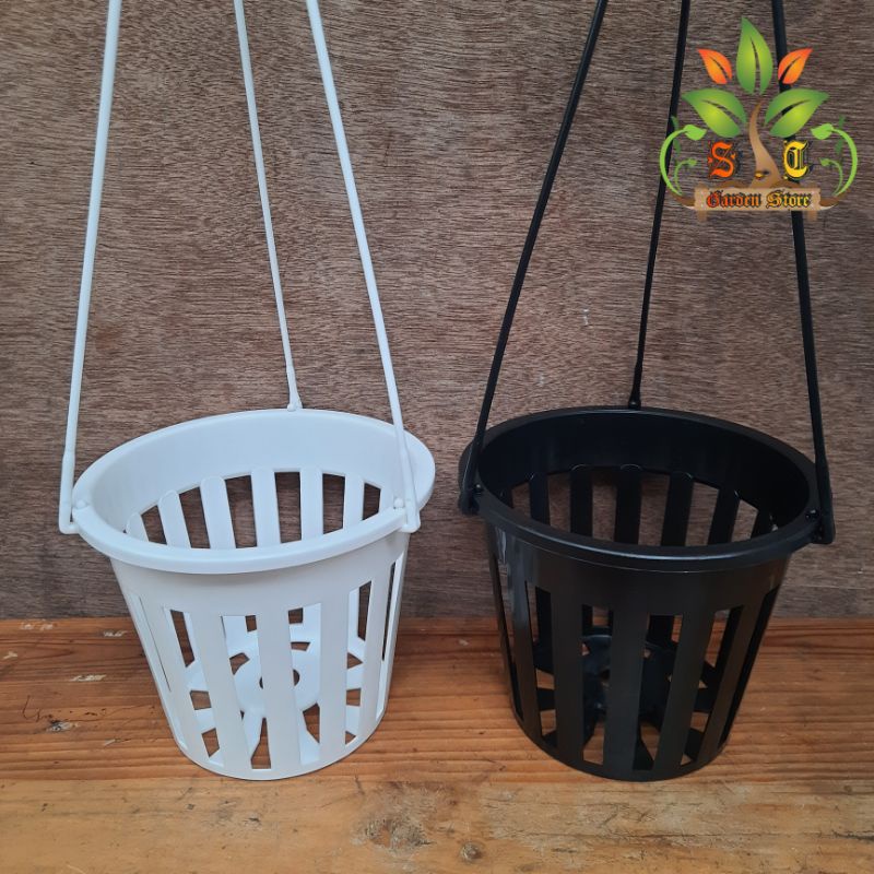 POT BUNGA GANTUNG ANGGREK GBL 16 HITAM & PUTIH | POT TANAMAN HIAS | NETPOT
