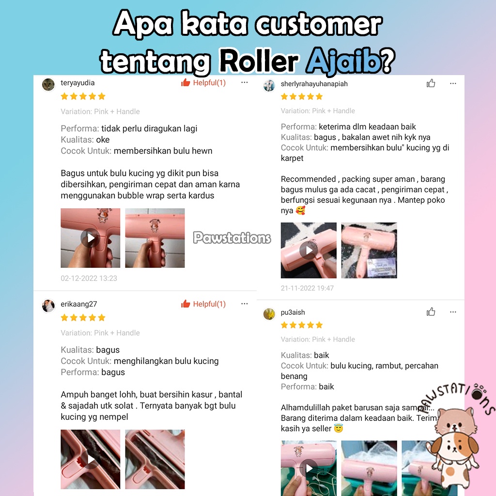 Pembersih Bulu Kucing / Anjing Roller Ajaib Pet Hair Removal Lint Roller Alat Pembersih Bulu Kucing Sikat Pembersih Bulu Kucing