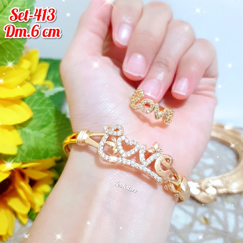 GELANG SET CINCIN XUPING PERHIASAN WANITA/ANTI ALERGI/COD