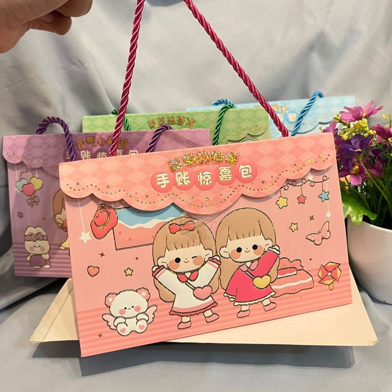 Stiker Momo Paper Bag Model Tas Penjepit/ Stiker Pulpen Solatip Momo/ Washi Tape Stiker Set cute