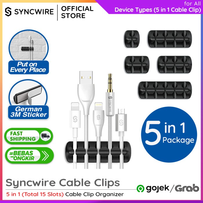 

Terlaris Syncwire Cable Clip Organizer Kabel Klip 5In1