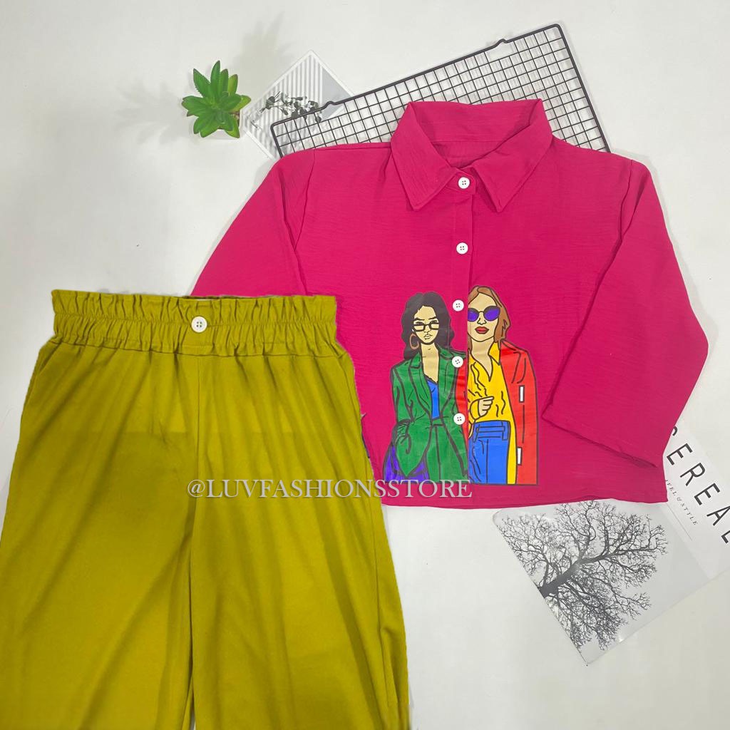 IL - SETELAN WANITA ORIZA CROP CRINCLE AIRFLOW / ONE SET WANITA KEKINIAN MOTIF SABLON