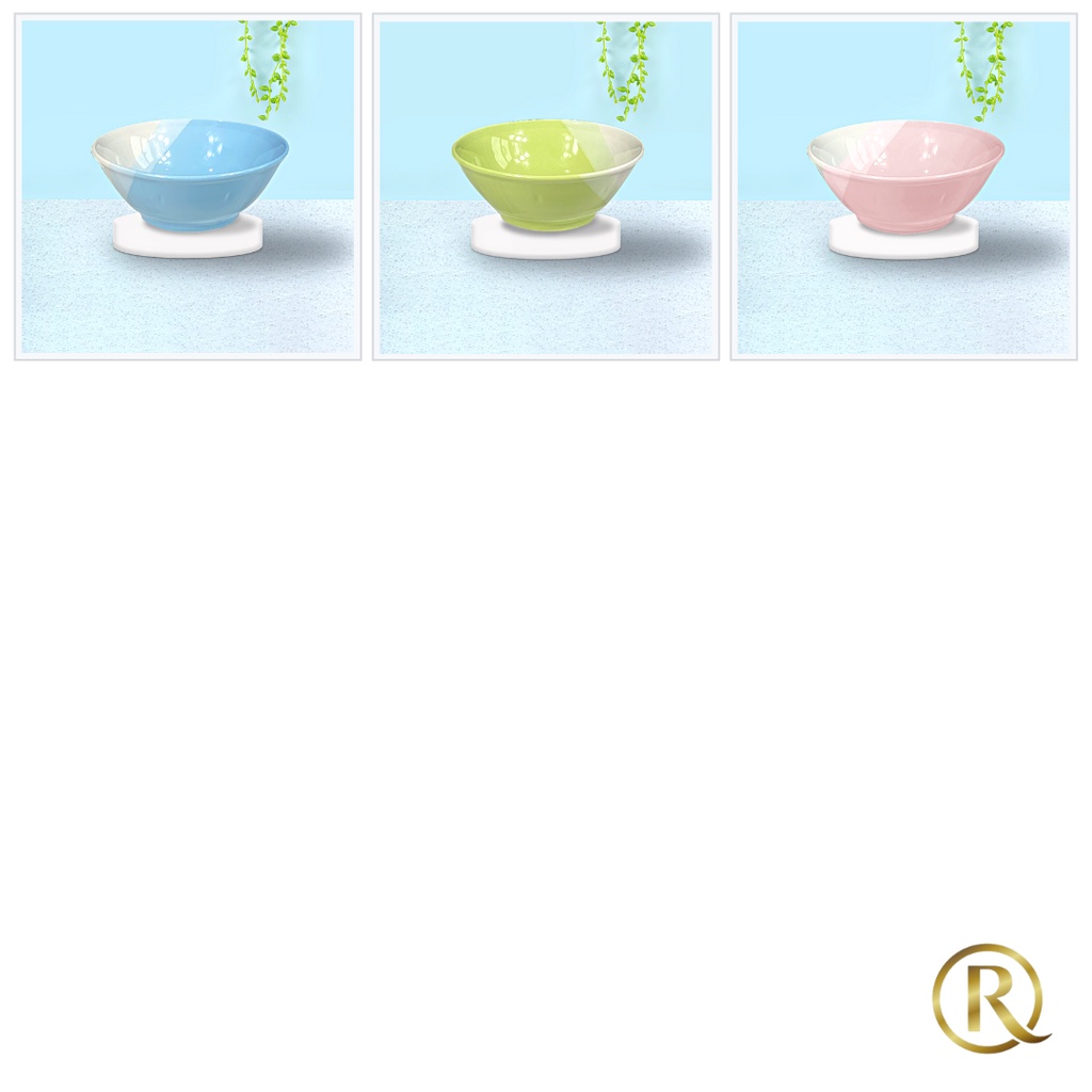 Mangkok A Pelangi 2 Warna Stoneware Keramik 6inch 16cm Polos