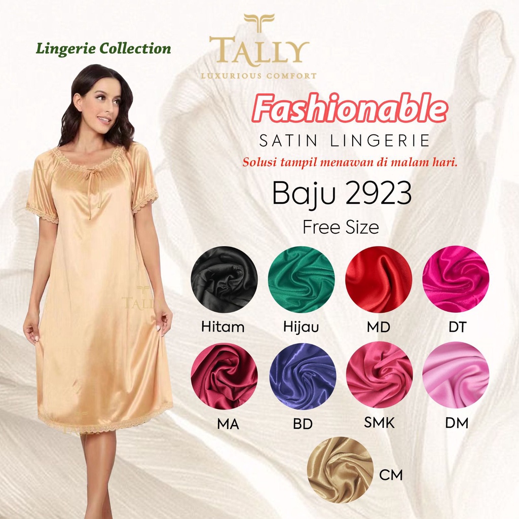 TALLY BAJU TIDUR / LINGERIE JUMBO 2923 I FREE SIZE I FIT XXL I BAHAN SATIN HALUS DAN LEMBUT