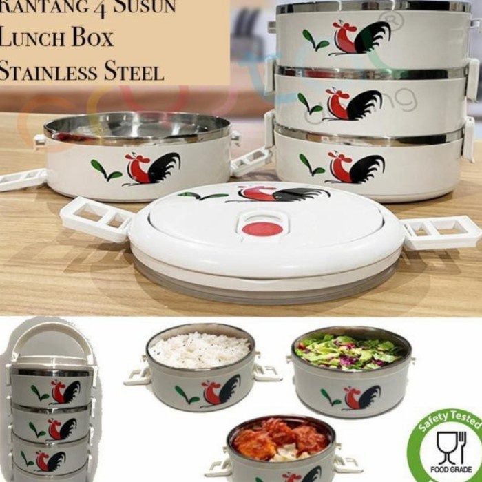 Terlaris Rantang Ayam 4 Susun Stainless Rantang Vintage Portable Multifungsi