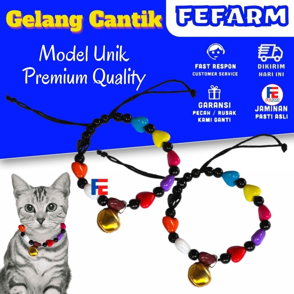 Kalung Kucing Anjing Lonceng Motif Love Kalung Lonceng Aksesoris Hewan Peliharaan Premium Quality FEFARM