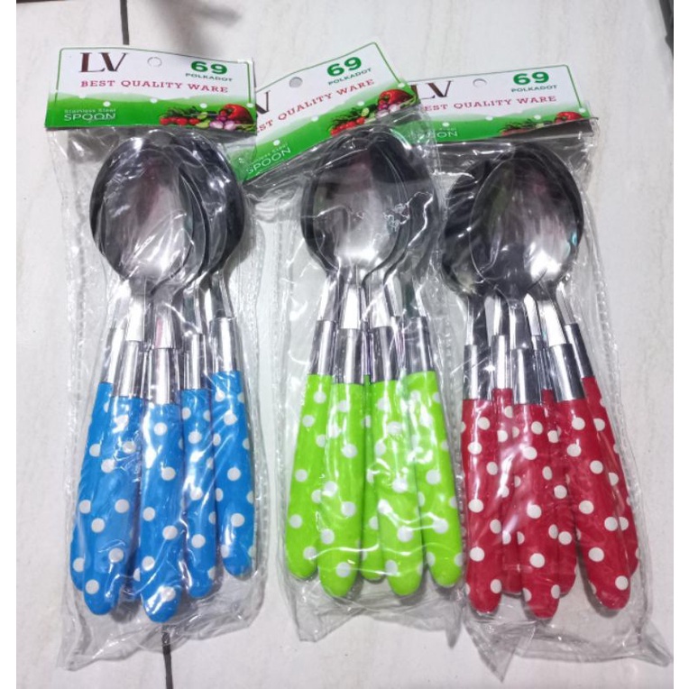 Sendok polkadot isi 6pcs