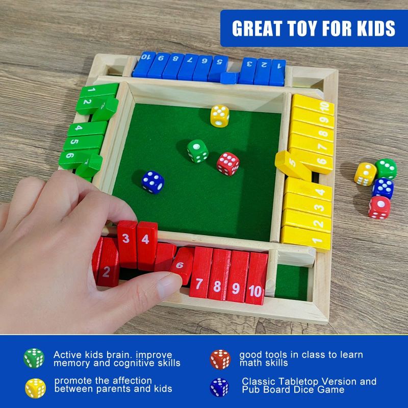 4 Warna Mainan Board Game Dadu Shut the Box Angka 1-10 Papan Permainan Dadu Untuk Bar Party Club KTV Props