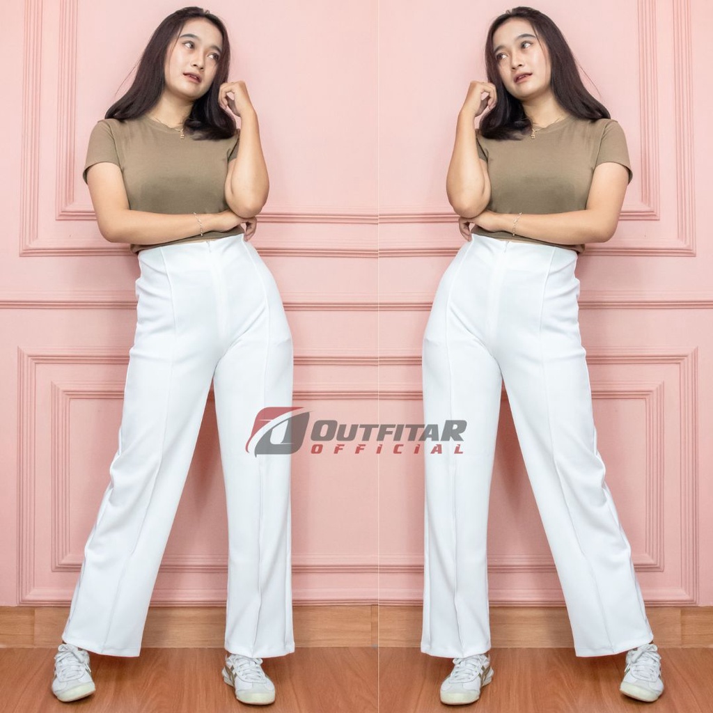 Celana Wanita Kulot Garis Celana Jumbo Kulot Felicia High Waist Long Kulot Premium