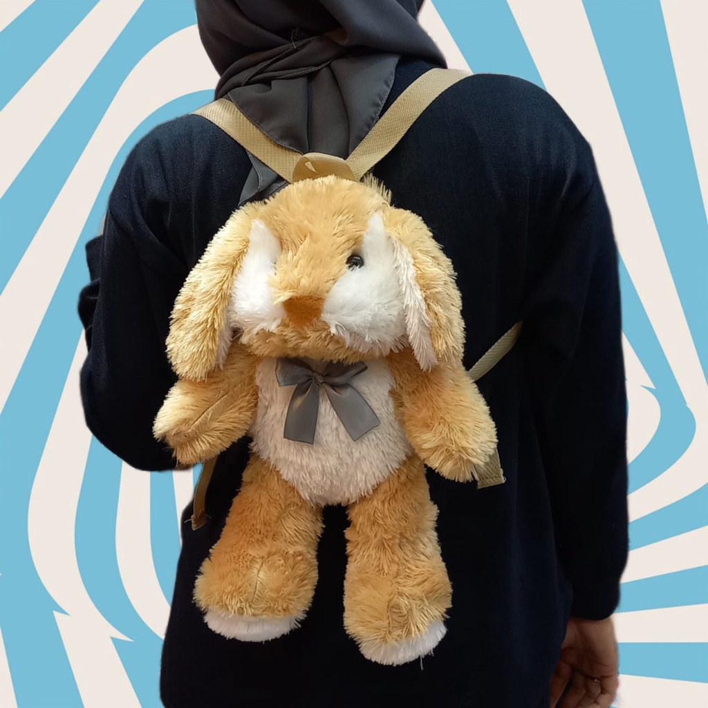 Tas Ransel Anak Boneka Kelinci Pita Lucu Gemoy