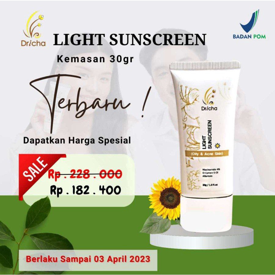 dricha light sunscreen 30grm/harga promo